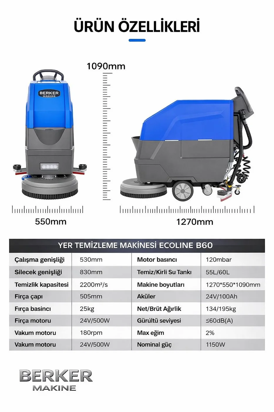 Ecoline B60 ölçüleri